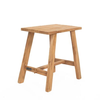 Tabouret vintage en teck récupéré 50 x 30 x H 50 cm - table d'appoint