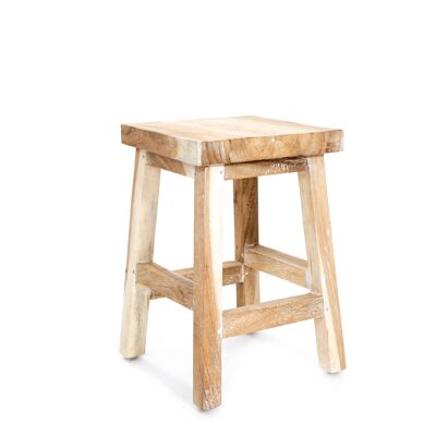 Mantili stool wood - square - sidetable- plantstand - nightstand - whitewash finish