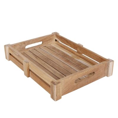 Plateau de service Thomas - en bois de teck - 40 x 30 x h 7 cm - Élégant et luxueux