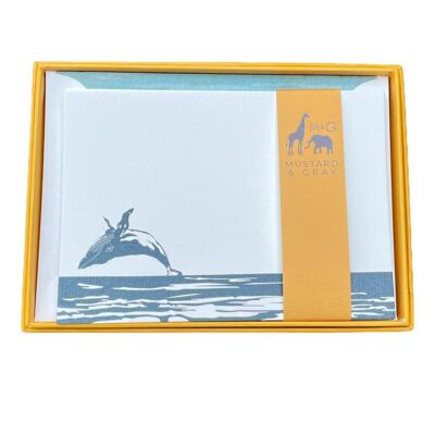 Breaching Whale Notecard Set mit linierten Umschlägen
