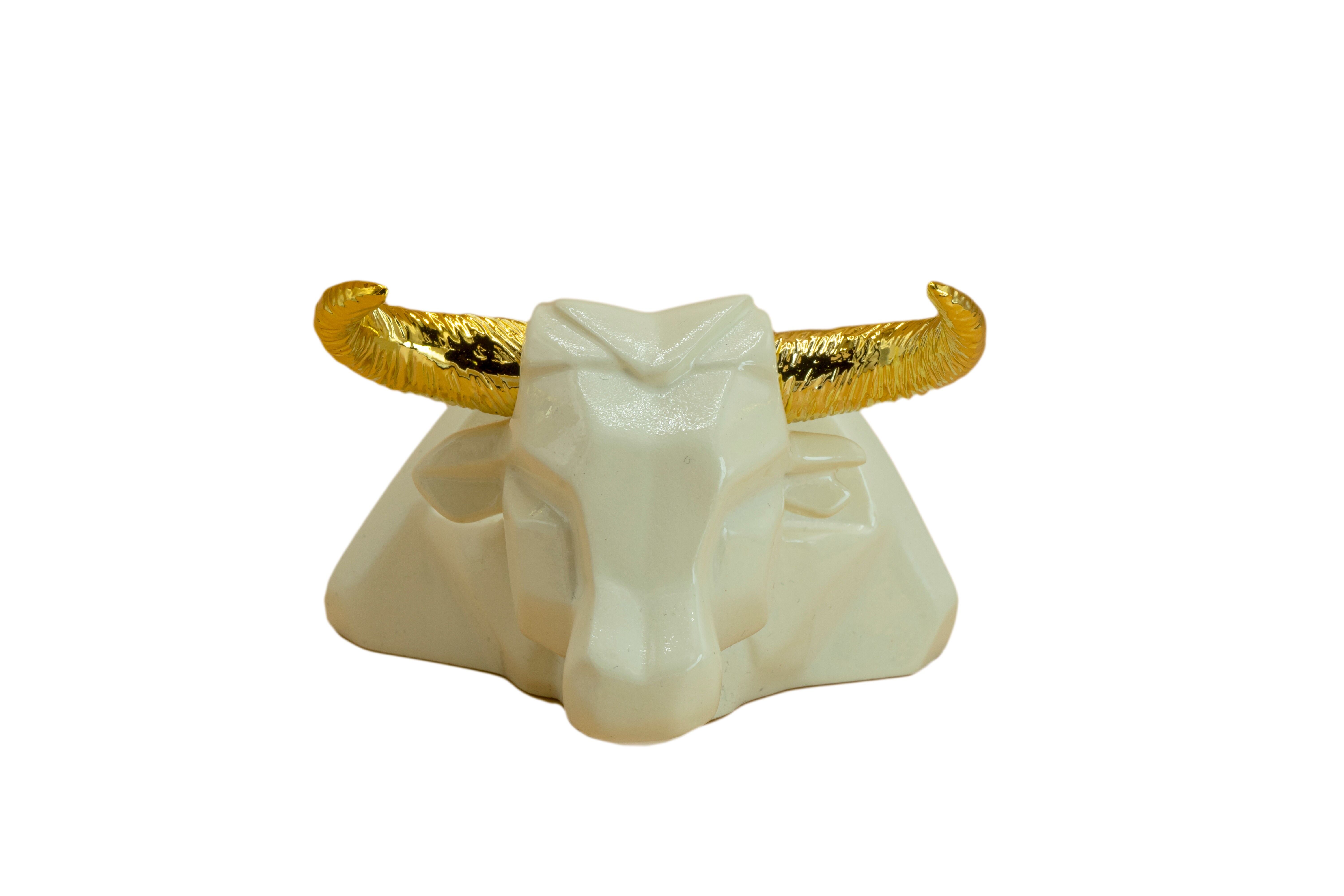 Cabeza toro p/ movil blanco/oro