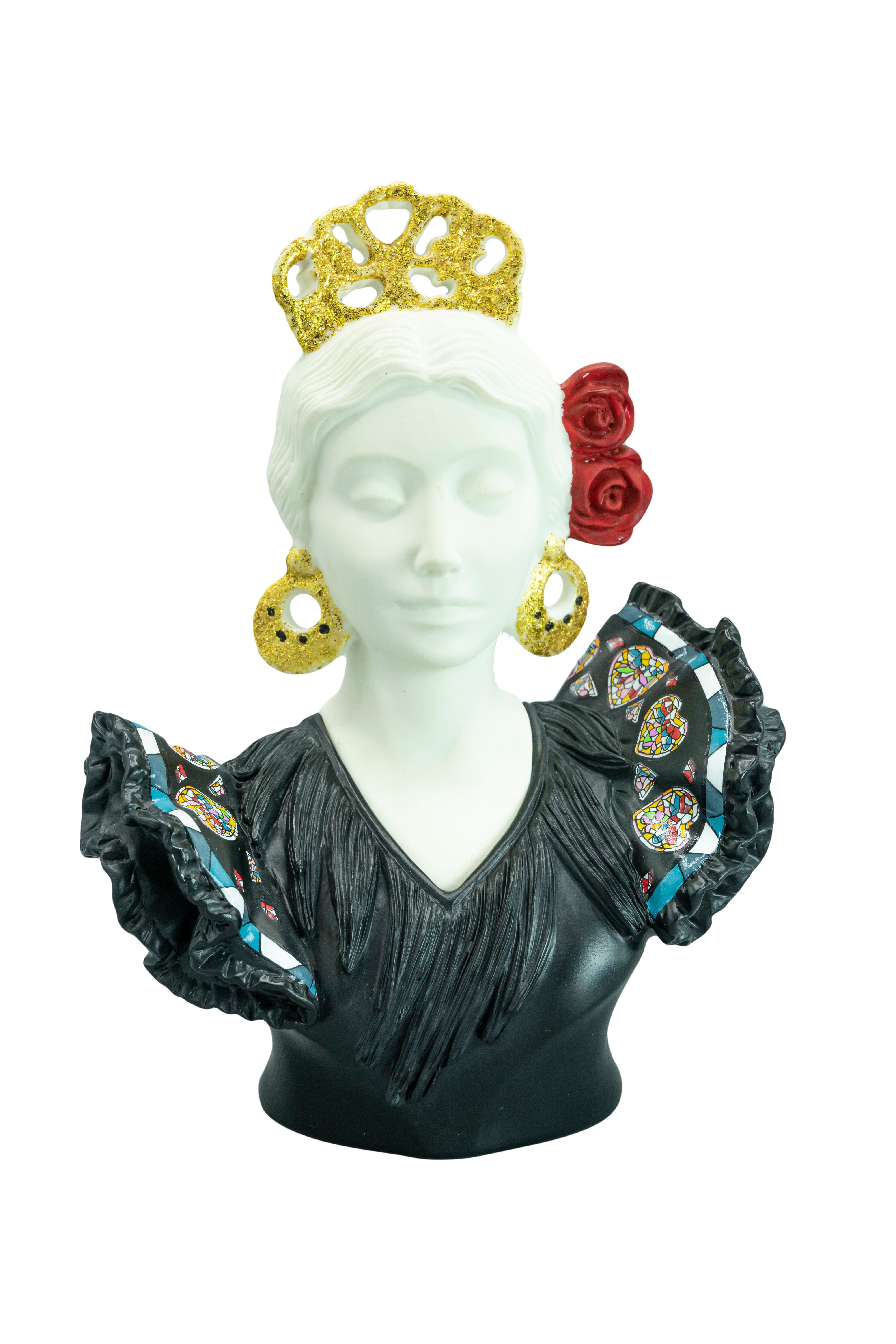 Busto sevillana teja negro-oro