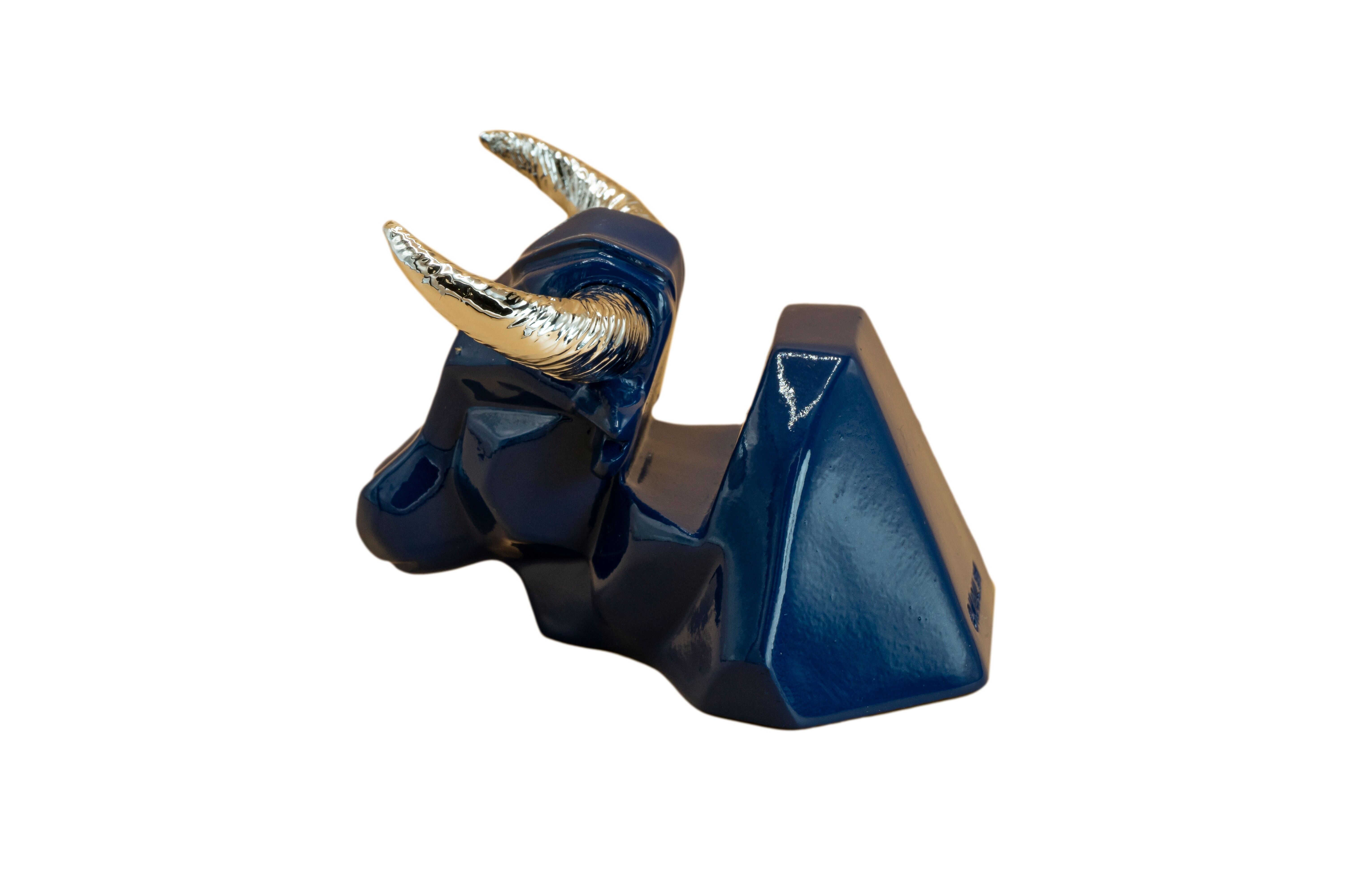 Cabeza toro p/ movil azul/plata