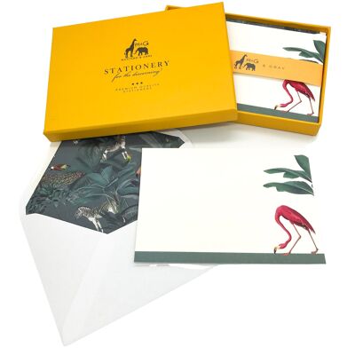 Darwin's Menagerie "Foraging Flamingo" Notecard Set with Lined Envelopes