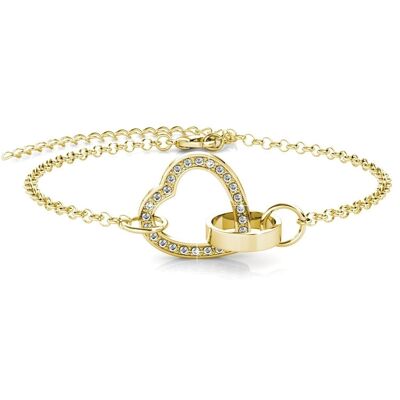 Locked Heart Bracelet: Gold and Crystal