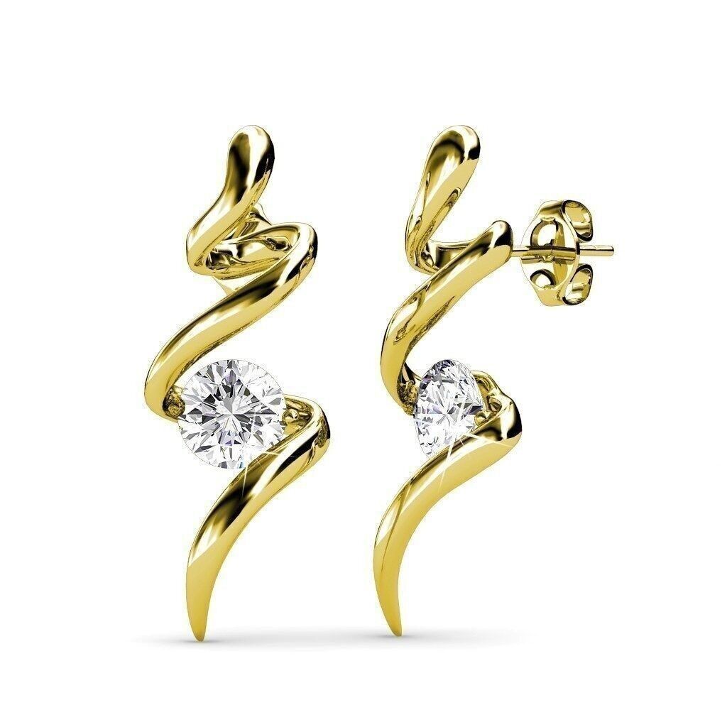 Spiralohrringe: Gold und Kristall