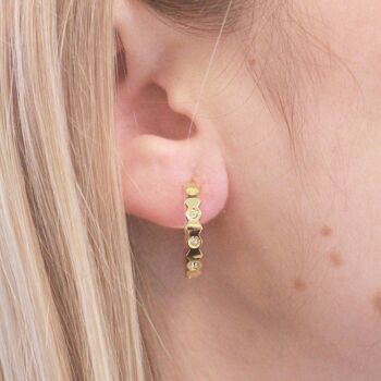 Boucles d'oreilles Curved : Doré et Cristal 2