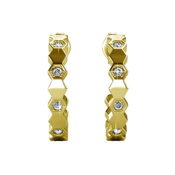 Boucles d'oreilles Curved : Doré et Cristal 9