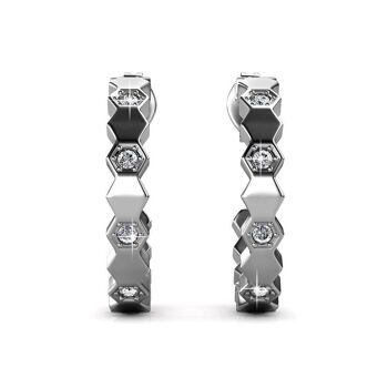 Boucles d'oreilles Curved : Argenté et Cristal 3