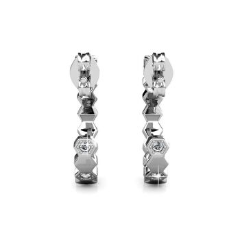 Boucles d'oreilles Curved : Argenté et Cristal 5