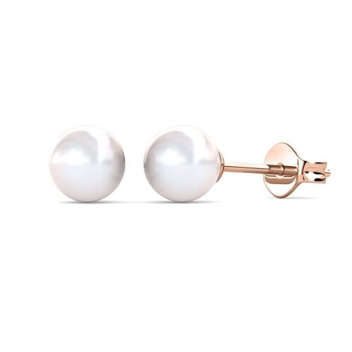 Boucles d'oreilles Full Moon Pearl : Or Rosé et Perle