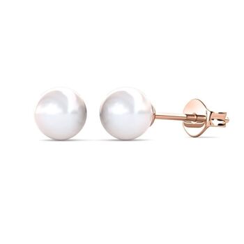 Boucles d'oreilles Full Moon Pearl : Or Rosé et Perle 1