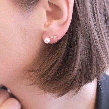 Boucles d'oreilles Full Moon Pearl : Or Rosé et Perle 2
