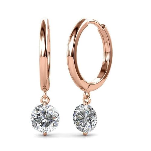 Boucles d'oreilles Grace : Or Rosé et Cristal