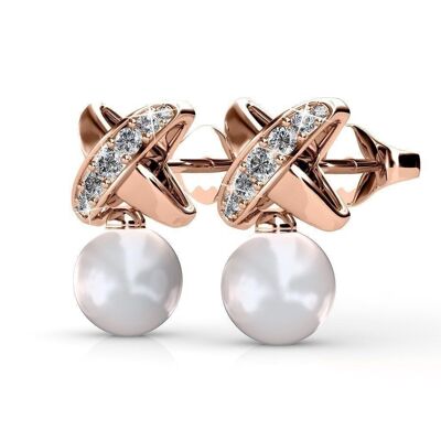 Pendientes Chris Pearl: oro rosa y perla de Austria