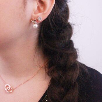Boucles d'oreilles Chris Pearl : Or Rosé et Perle Autrichienne 2