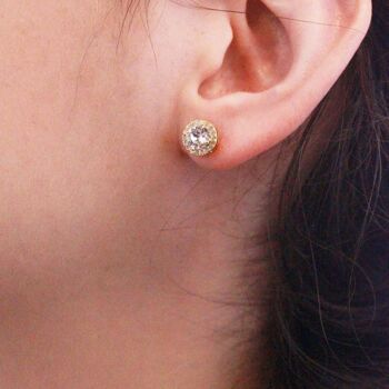 Boucles d'oreilles Sophia : Doré et Cristal 2
