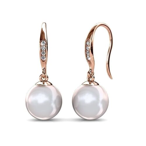 Boucles d'oreilles Pearl Hook : Or Rosé et Perle Autrichienne