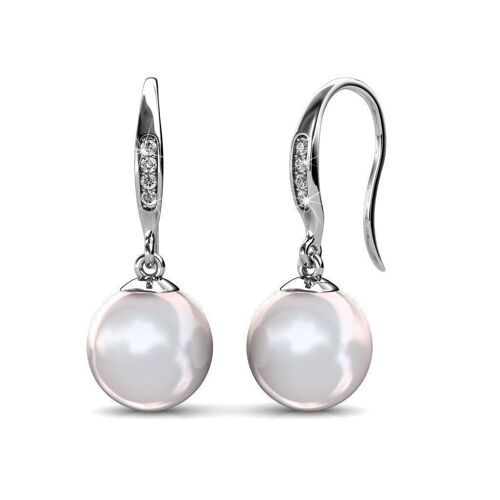 Boucles d'oreilles Pearl Hook : Argenté et Perle Autrichienne