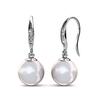 Boucles d'oreilles Pearl Hook : Argenté et Perle Autrichienne 1