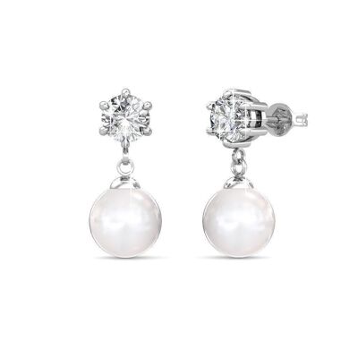 Pauline earrings: Silver and Austrian Pearl