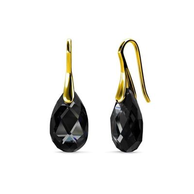 Teardrop Hook Earrings: Gold and Crystal