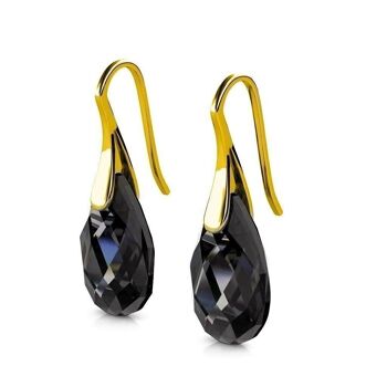 Boucles d'oreilles Teardrop Hook : Doré et Cristal 9