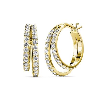 Duo Circlet earrings: Gold and Crystal