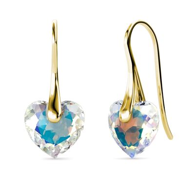 Crystaline Heart Ohrringe: Gold und Kristall