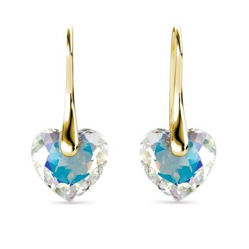 Boucles d'oreilles Crystaline Heart : Doré et Cristal 3