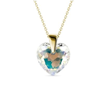 Crystaline Heart Pendants: Gold and Crystal