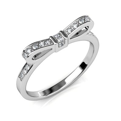 Ribbon Ring: Silver and Crystal