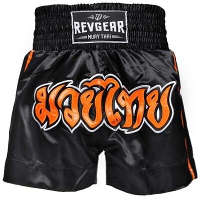 Kids Muay Thai Shorts - Black Orange