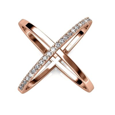 X Duo Ring: Rose Gold and Crystal