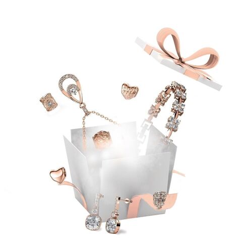 Calendrier De L’avent à faire soi-même - Lot de 13 bijoux et 11 Beads - Or Rosé et Cristal