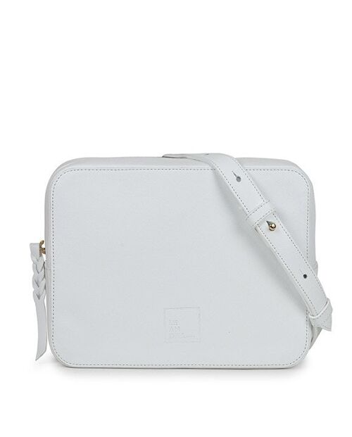 Bolso bandolera blanca de piel Leandra