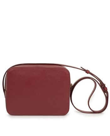 Sac bandoulière en cuir bordeaux Leandra 4