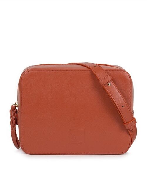 Leandra mango color leather shoulder bag