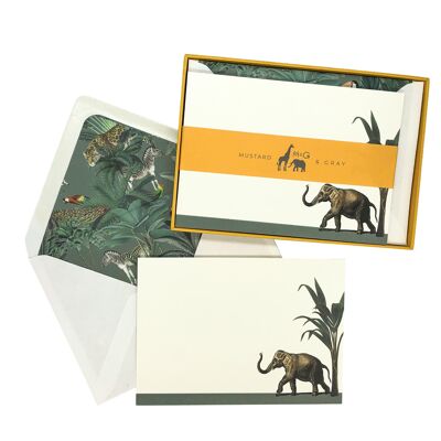 Darwin's Menagerie "Hasty Elephant" Notecard Set with Lined Envelopes
