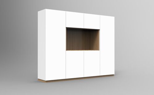 BS - Kleiderschrank - WEISS MATT / EICHE CLASSIC