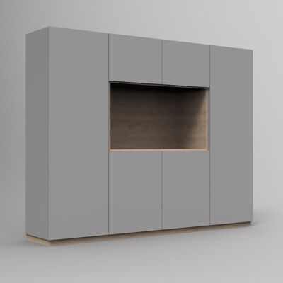 BS - Kleiderschrank - SILK GREY / AKAZIE HELL