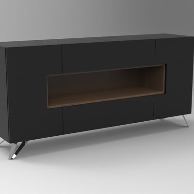 BS - Sideboard - SCHWARZ MATT / EICHE COGNAC