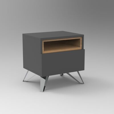 BS - Bedside table - MATT GRAY / CLASSIC OAK