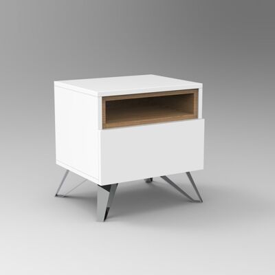 BS - Bedside table - MATT WHITE / CLASSIC OAK