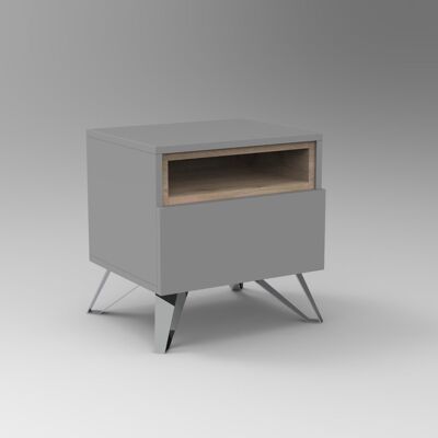 BS - Bedside table - SILK GRAY / LIGHT ACACIA