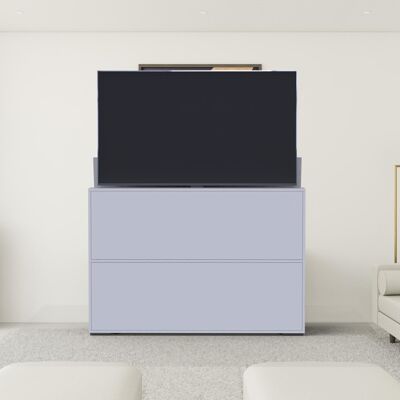 TV lift chest of drawers SL 65 inches - MATT WHITE / MATT WHITE