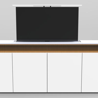TV lift highboard 65 inches - MATT WHITE / CLASSIC OAK