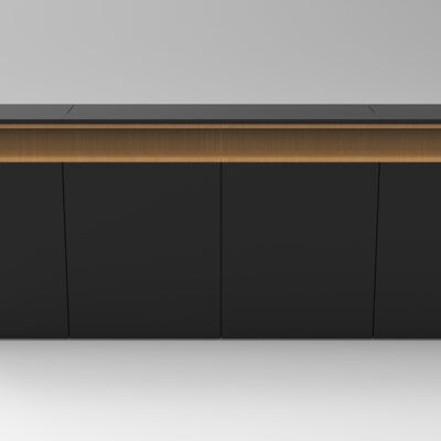 Credenza elevatrice TV 65 pollici - NERO OPACO / ROVERE CLASSICO