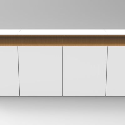 Credenza Ascensore TV 65 pollici - BIANCO LUCIDO / ROVERE CLASSICO