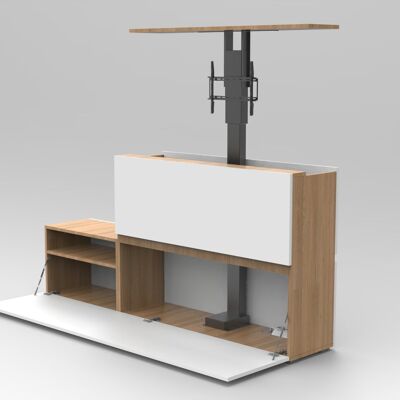 TV lift chest of drawers ML 55 inches - CLASSIC OAK / MATT WHITE